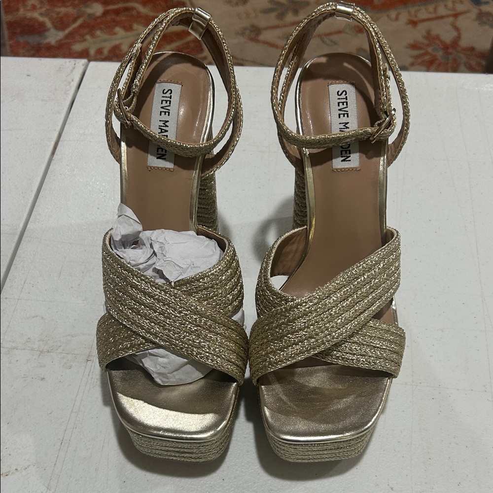 Steve Madden Gold Platform Sandals